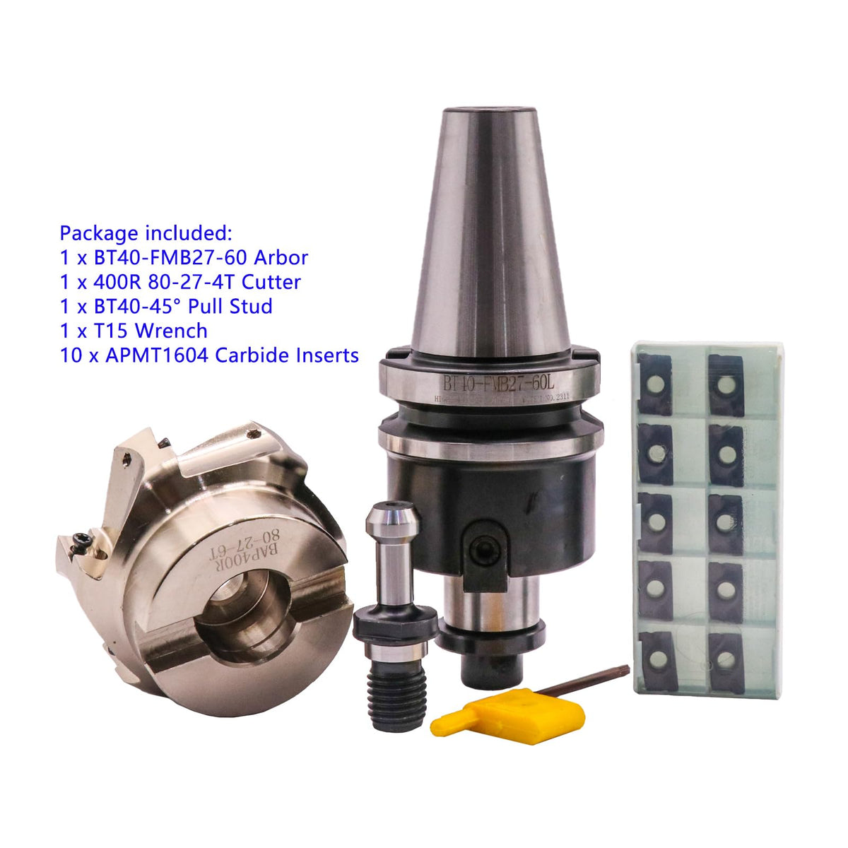 BT40 Arbor, 3.15"/80mm Cut Dia 400R-80-27-6T Face Mill Shell Cutter Set