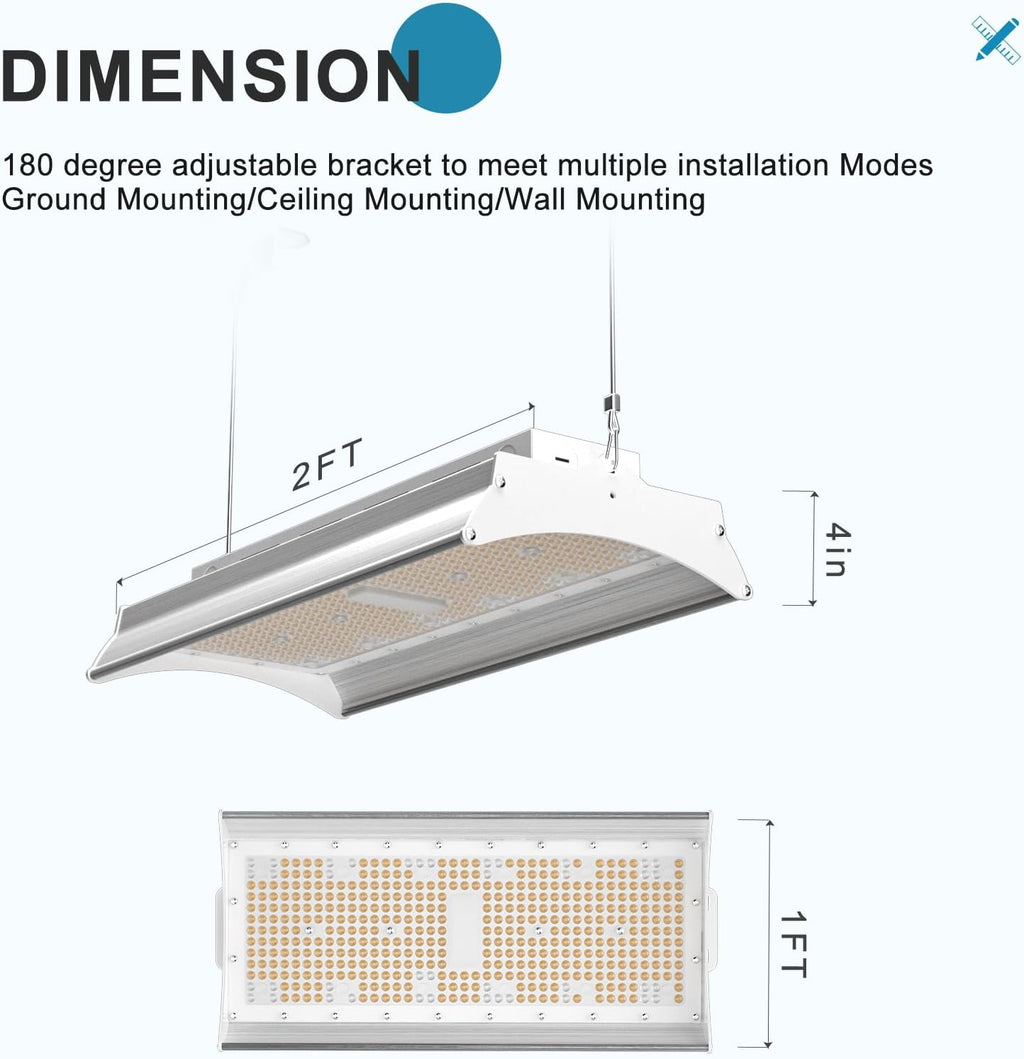 Lightdot 2FT Linear LED High Bay Shop Lights, 250W ETL Certified