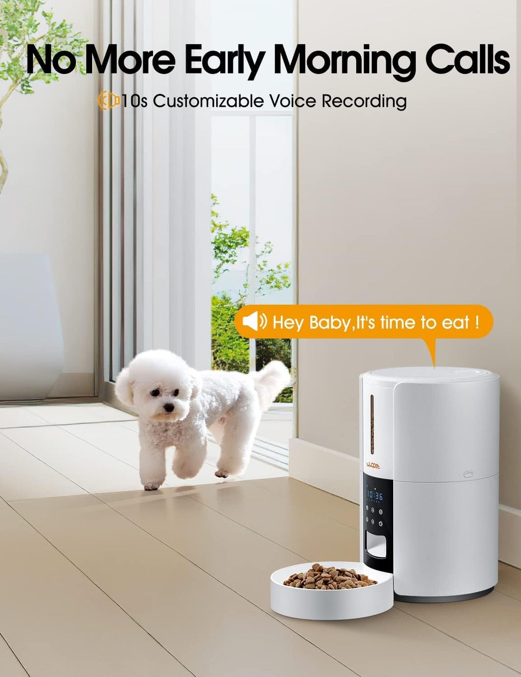 Automatic Cat Feeder, 3L Pet Dry Food Dispenser, Timed Portion Control with 6 Meals, Voice Recorder, Battery Backup
