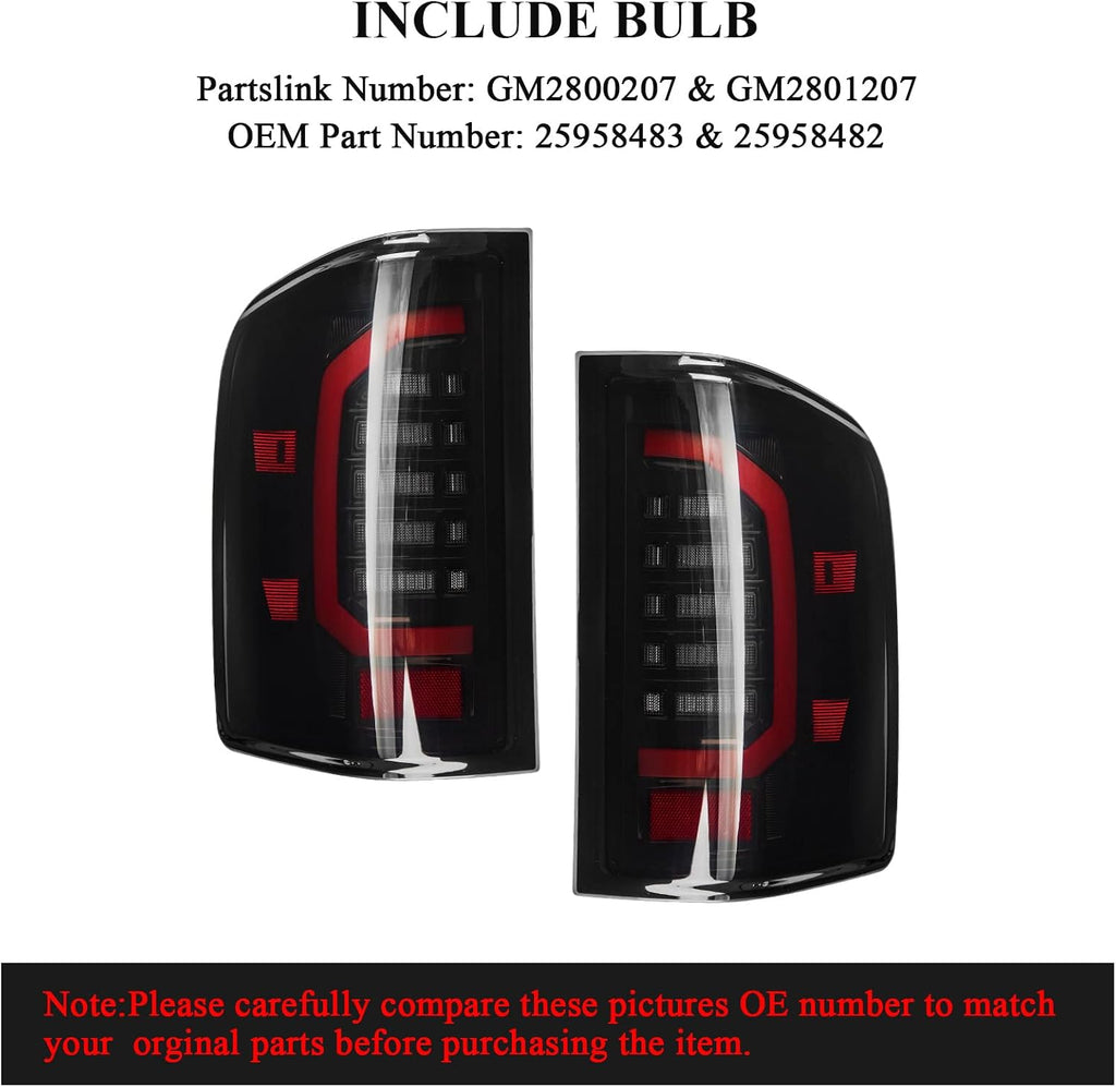 LED Tail Lights Compatible with 2007-2014 Chevy Silverado
