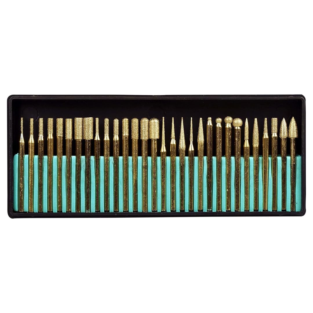 SE 30-Piece Set of Titanium-Coated Diamond Burrs, Grits 120-150 - 82331TF