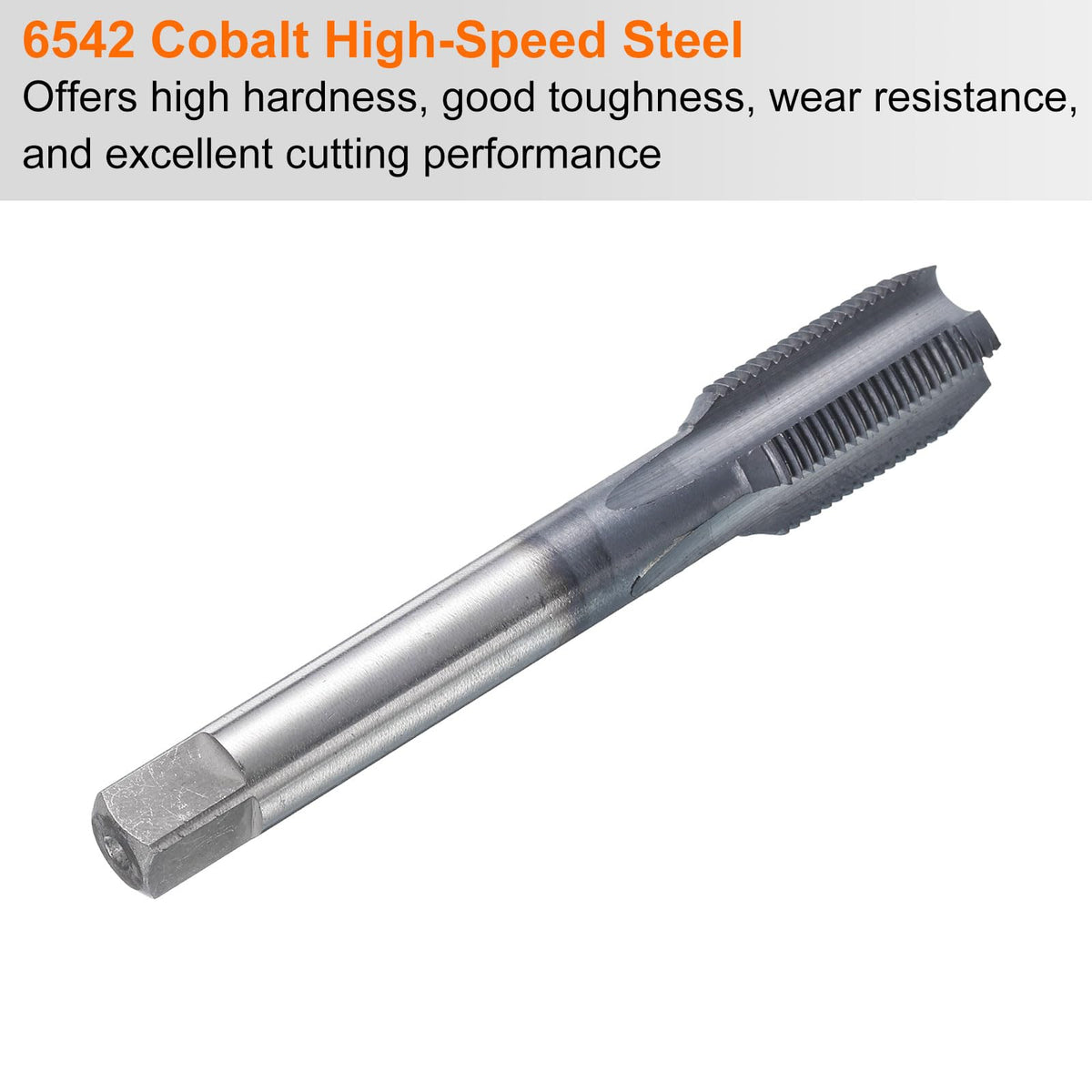HARFINGTON 1/2"-24 UNS Thread Tap 6542 Cobalt High-Speed Steel TiCN Coated Plug Tap Right Hand Flat Head 4 Straight Flutes Screw Threading Hand Tap