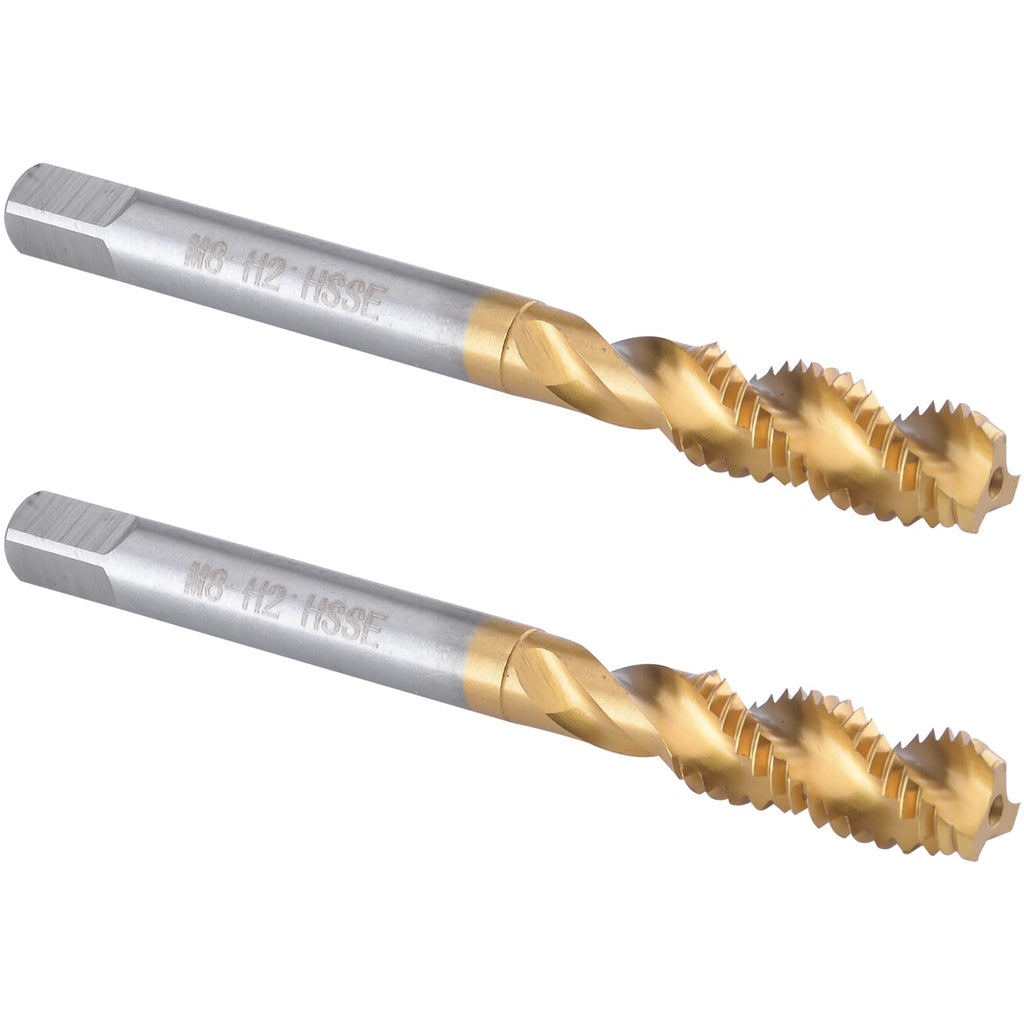 Burkit 2pcs M8 X 1.25 Titanium Coated Spiral Flute Tap