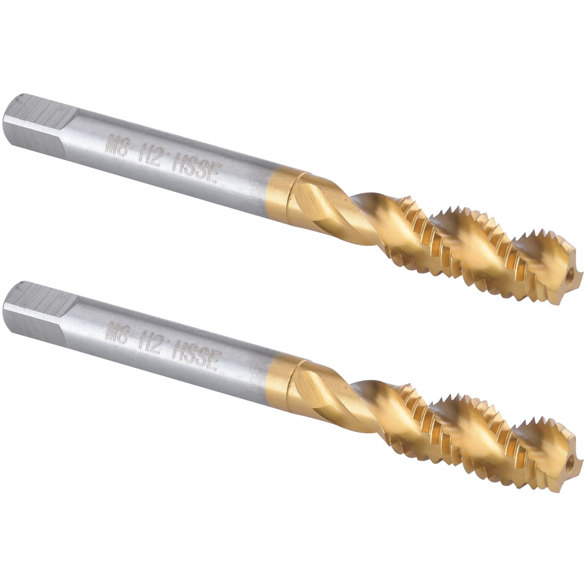 Burkit 2pcs M8 X 1.25 Titanium Coated Spiral Flute Tap