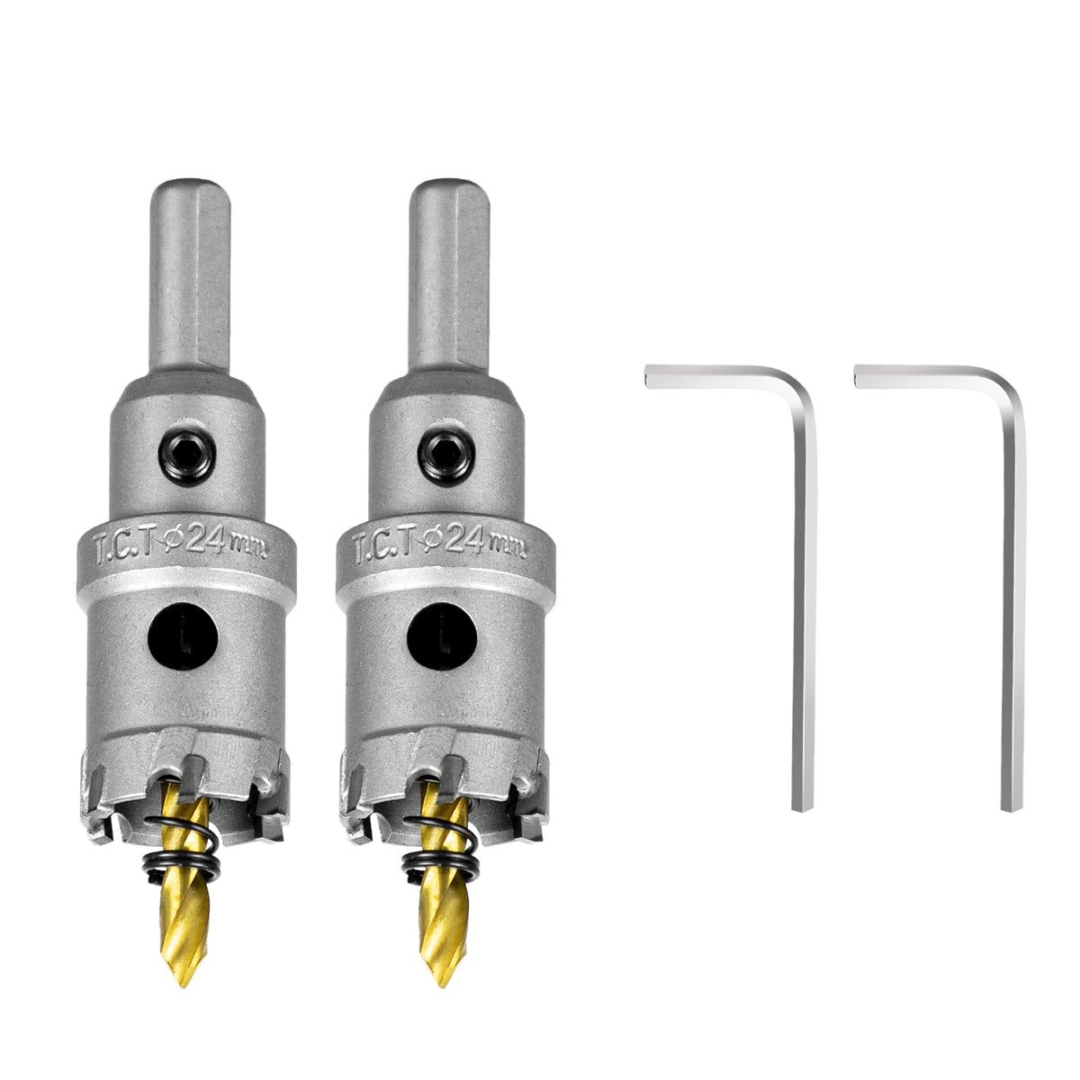 SALI 15/16" (24mm) TCT Hole Saw Kit Tungsten Carbide Tipped Hole Saw Drill Bit with Titanium-Plated Pilot Drill bit for Metal, Stainless Steel, Iron, Wood, Plastic 2pcs