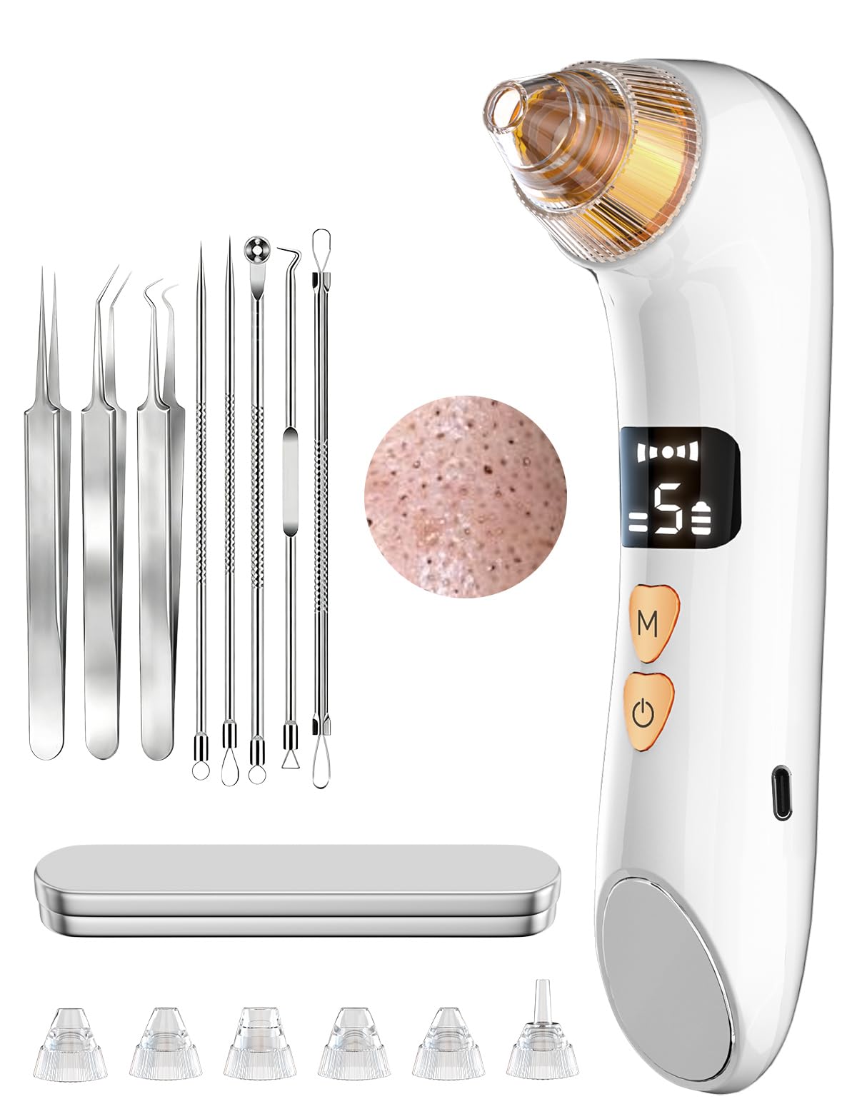 Upgraded Visible Blackhead Remover Pore Vacuum,5 Suction Levels,6 Probes