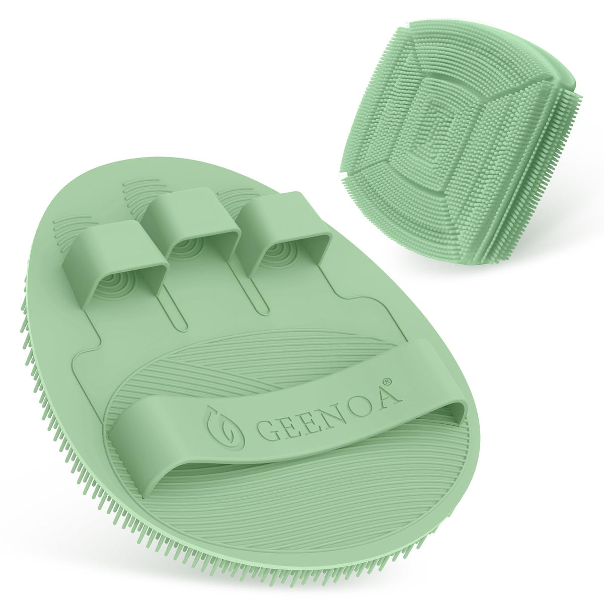 Silicone Bath Glove & Face Scrubber Set 2PCS, 360° Anti-Slip & Hand-fit Body Scrubber for Rich Foaming Deep Cleaning