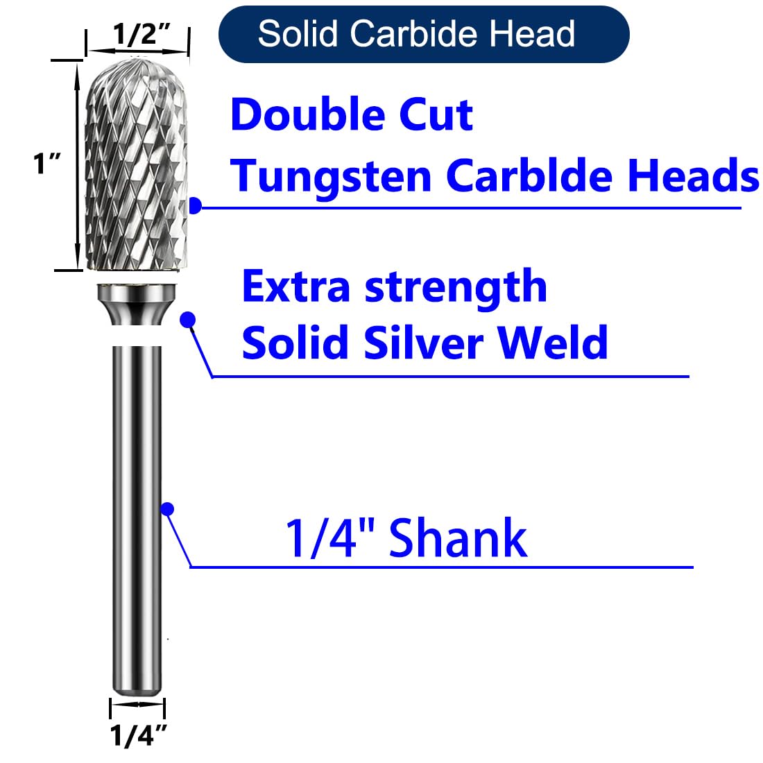 OSIDU Tungsten Carbide Rotary Burr Bit 1/4" Shank SC-5 Die Grinder Bits