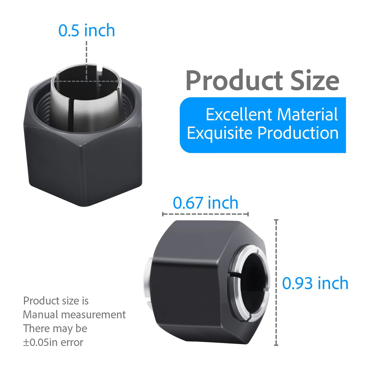 Collet And Nut replace (1/2-inch) 12.7mm For Dewalt router DW616 DW618