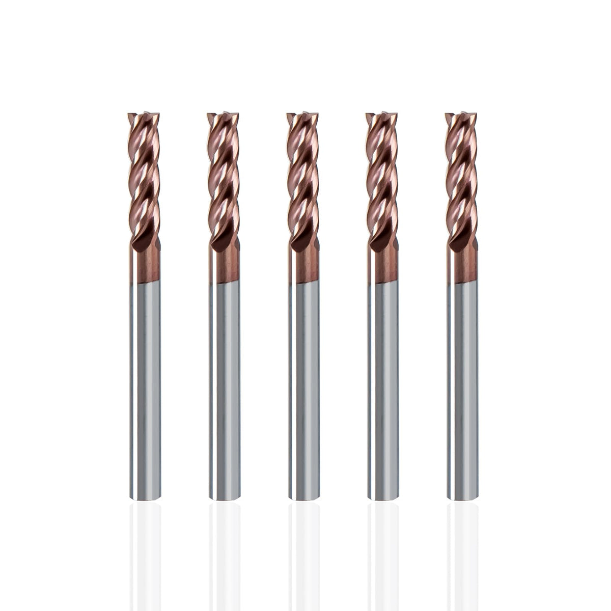 NZ 4 Flute 1/8" Square End Mill Set with TiSiN Coating, 5pcs