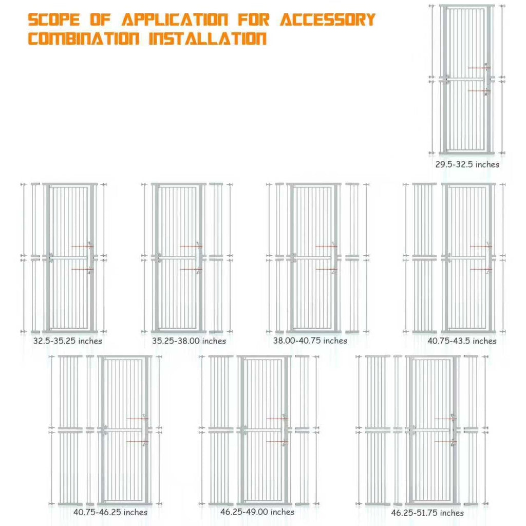 74.8" x 29.5-51.6" Extra-Tall Full-Height Anti-Jump Cat & Pet Safety Gate with Narrow Bar Spacing & Double-Lock Walk-Through Door for Doorways & Stairs — White