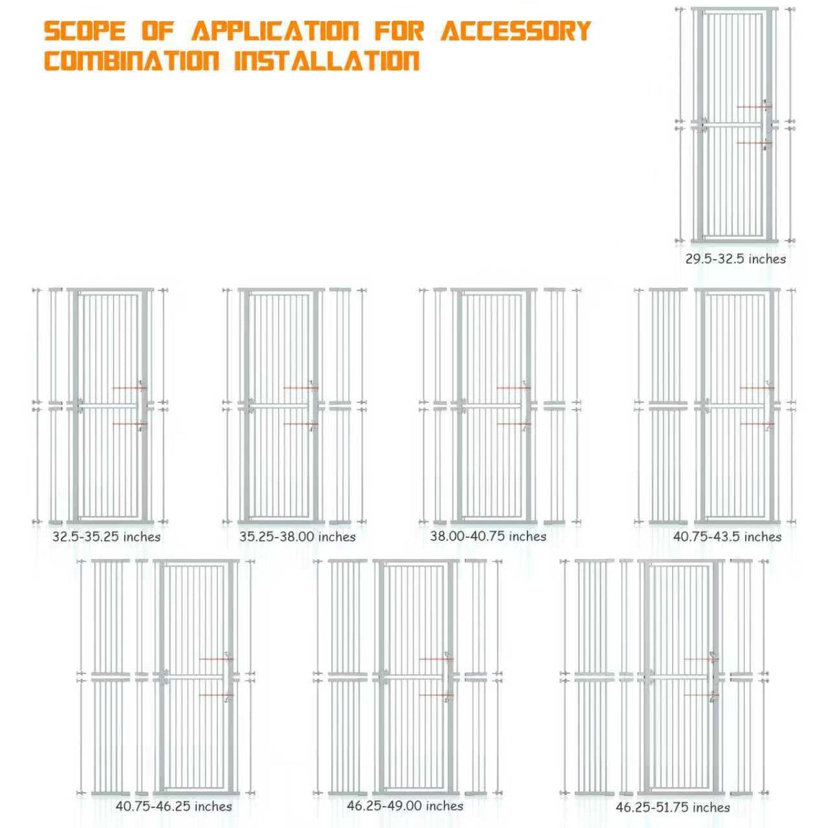 74.8" x 29.5-51.6" Extra-Tall Full-Height Anti-Jump Cat & Pet Safety Gate with Narrow Bar Spacing & Double-Lock Walk-Through Door for Doorways & Stairs — White