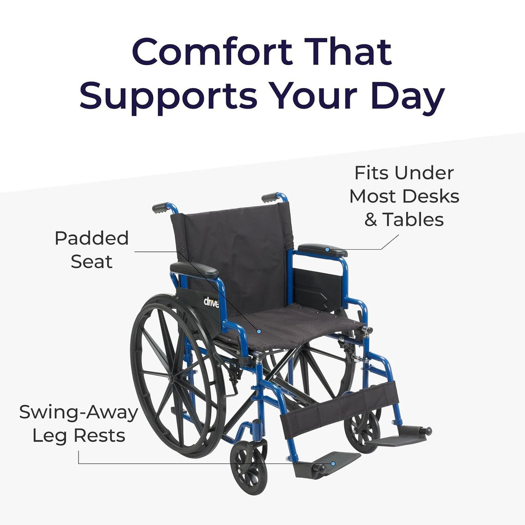 Blue Streak Lightweight Wheelchair, Footrests, 16" Seat