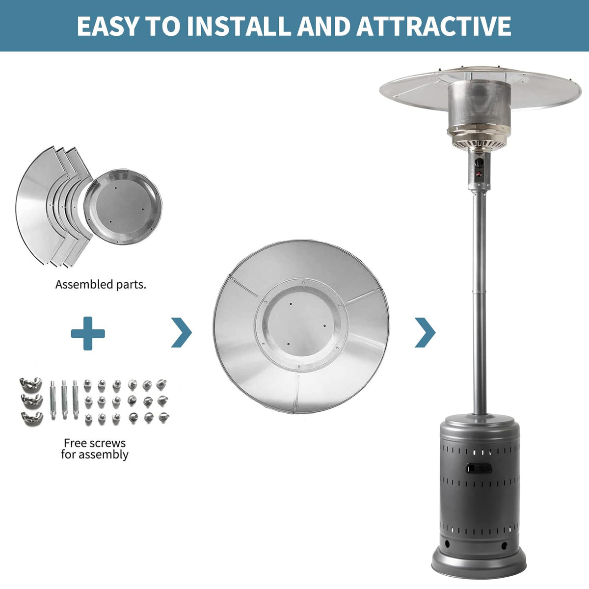 2 Units Patio Heater Heat Reflector Shield, Replacement Dome Part for Outdoor Heaters