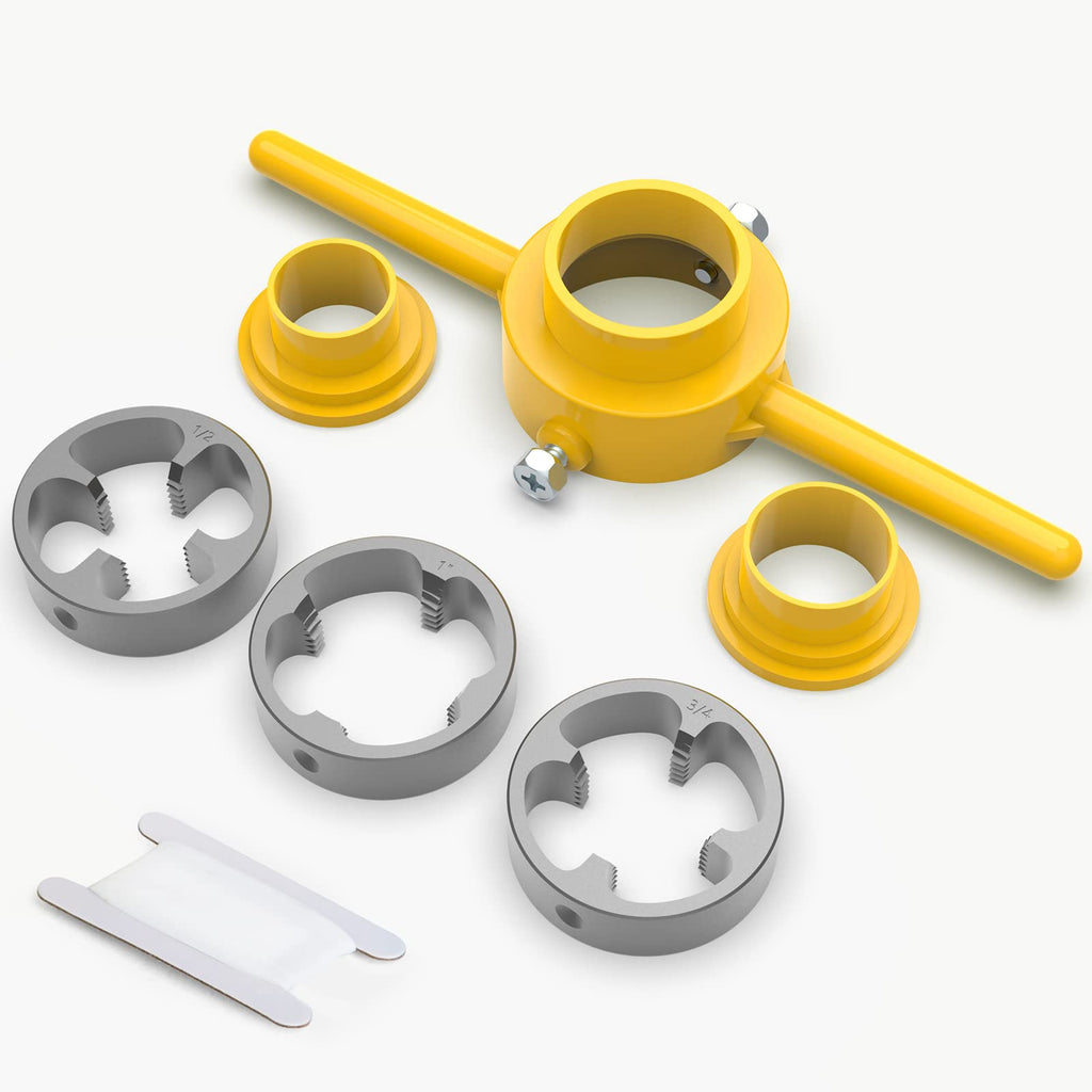 MEANLIN PVC Thread Maker Tool, NPT Die Set, Pipe Threader Plumbing Tool, Pipe Threader Kit, with 3 Dies,1/2", 3/4", 1"
