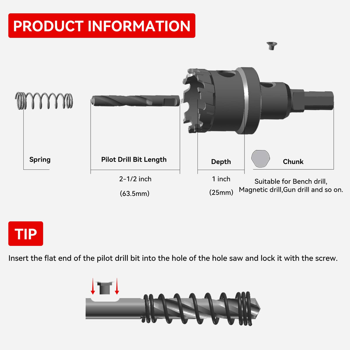 CENYB 1-3/8" (35mm) Tungsten Carbide Tipped Hole Saw with 2Pcs Titanium-Plated Pilot Drill Bits for Hard Metal,Stainless Steel,Iron,Aluminum Alloy,Wood and Plastic