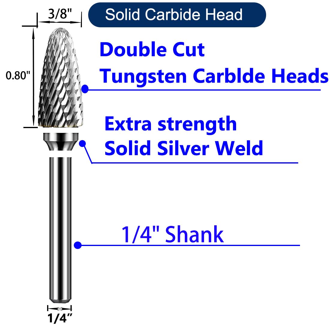 OSIDU Tungsten Carbide Rotary Burr Bit 1/4" Shank SF-3 Die Grinder Bits