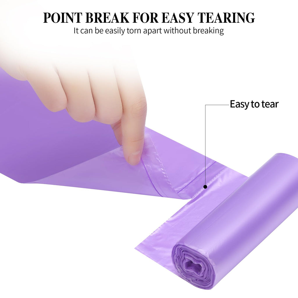5 Rolls Small Trash Bags - 100 Counts 4 Gallon Small Garbage Bags (Purple)