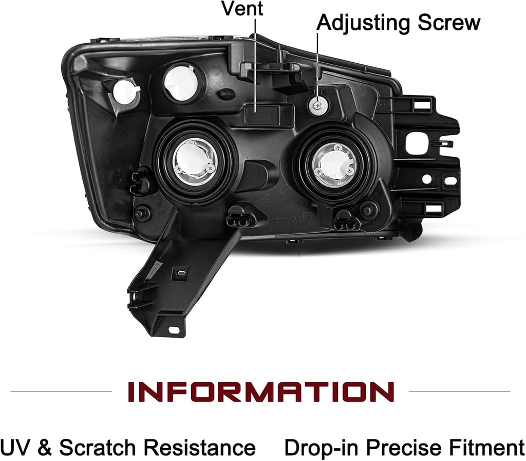 JSBOYAT Headlight Assembly Fit for 2004-2015 Nissan Titan / 05-07 Armada