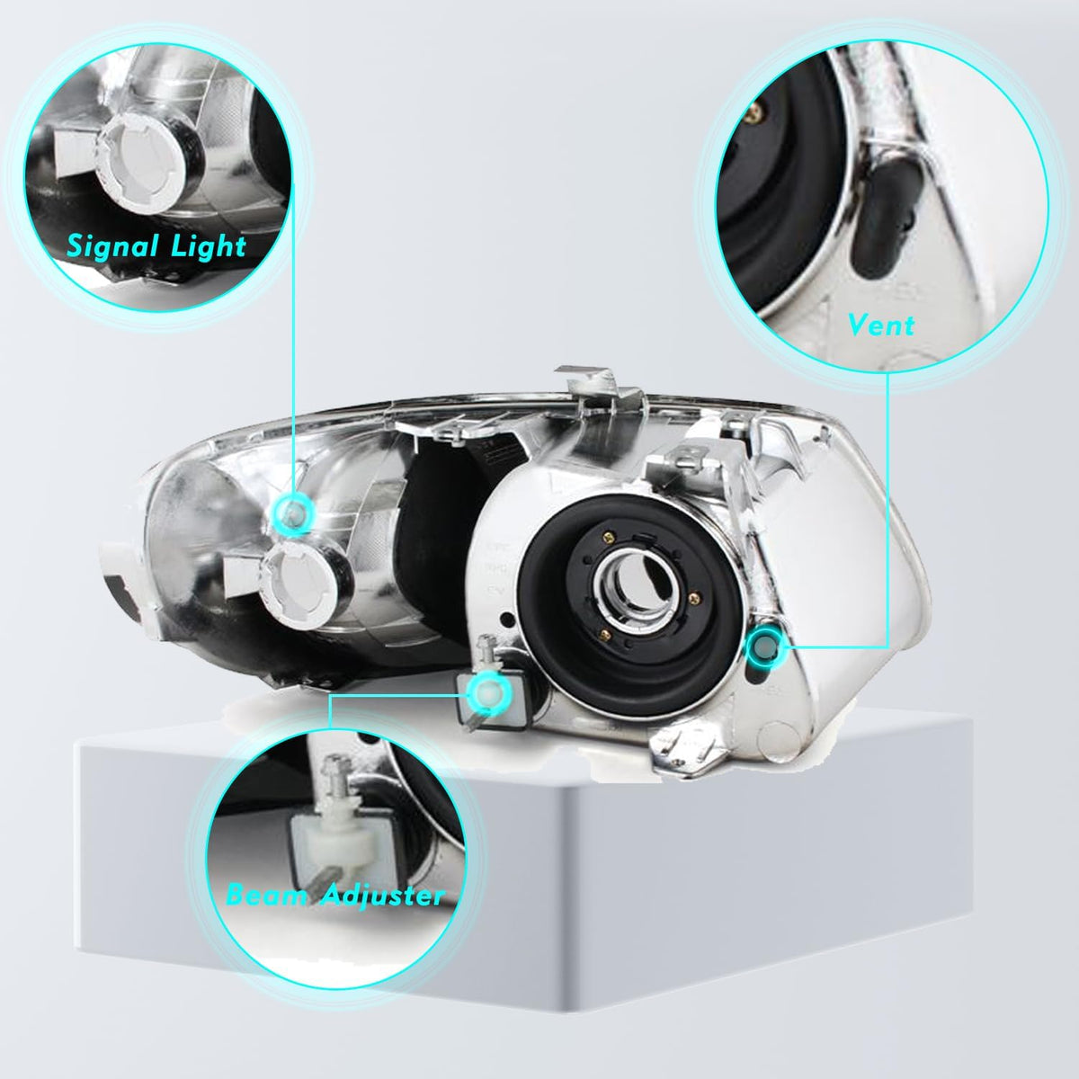 TUSDAR Compatible with 2001-2007 Dodge Caravan Headlight Assembly