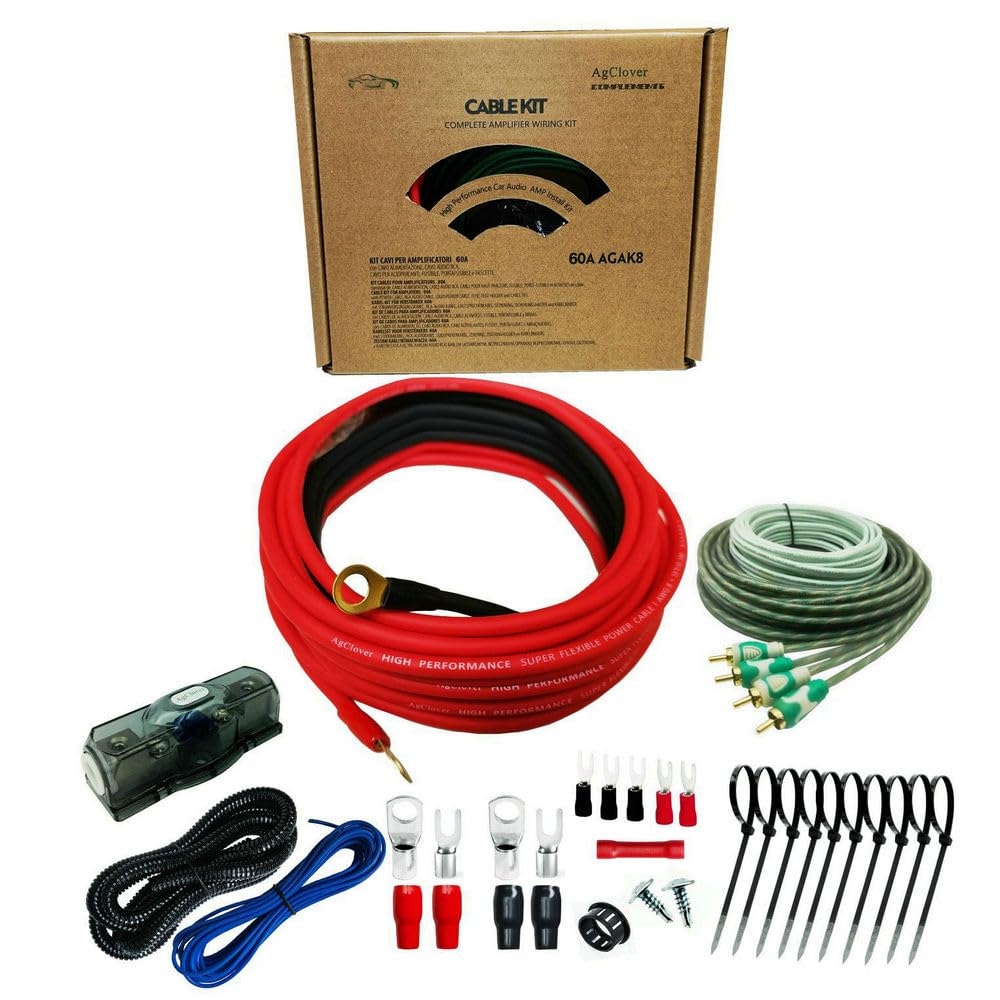 8 Gauge CCA Amplifier Wiring Kit 800W Power Handling Complete Amp Installation Kit for High-Performance Car Audio