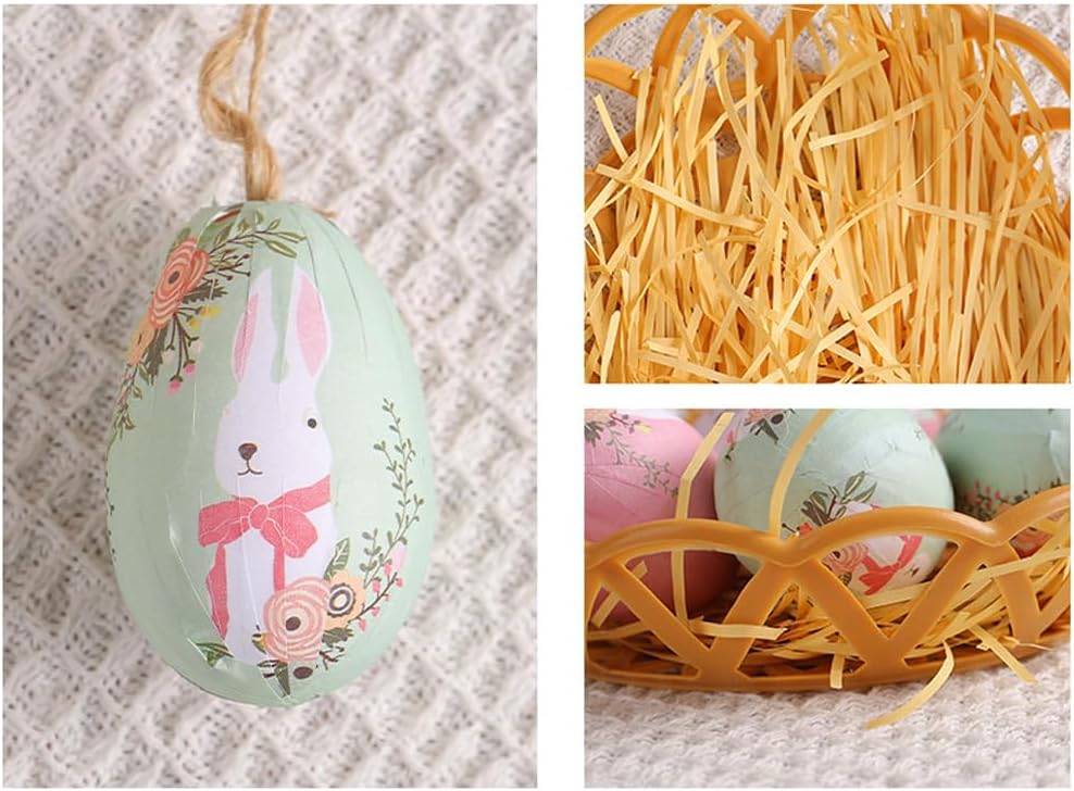 Easter Egg Hanging Ornament for Spring Party Decorations 5 Colorful Eggs with Basket Easter Pendant Accessories