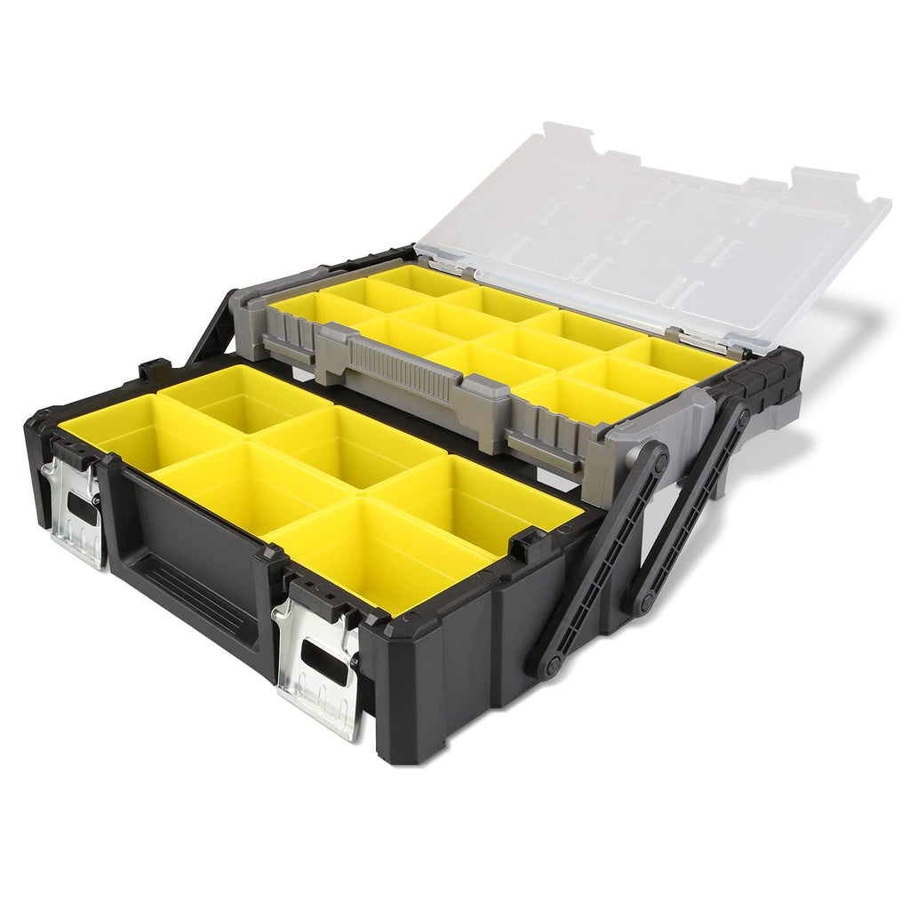 18 Inch Portable Plastic Cantilever Tool Box Organizer with Removable Compartments, Great Organization and Storage