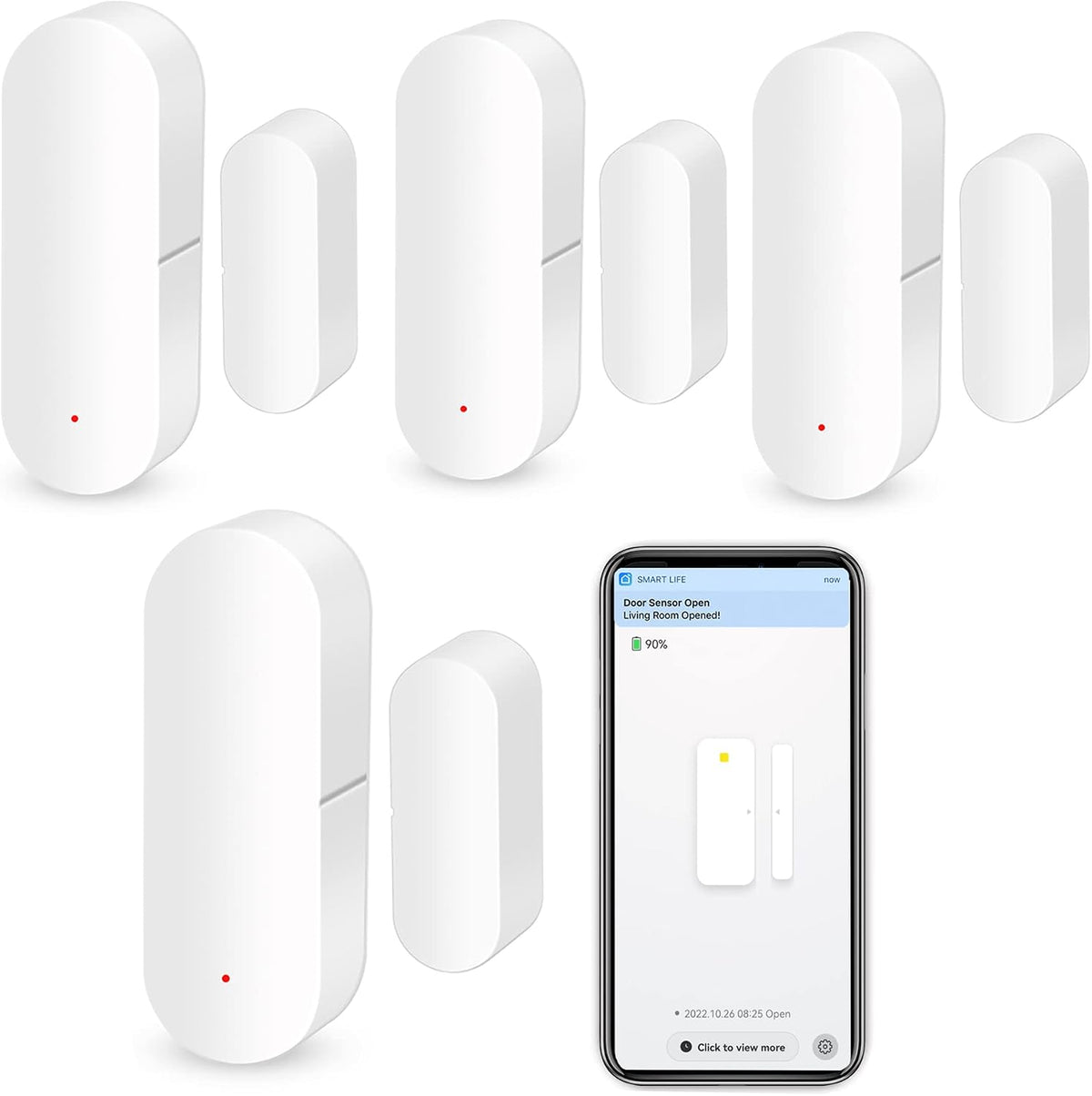 WiFi Door Window Sensor: Smart Contact Sensor with App Alerts, Door Open Detector Compatible with Alexa Google