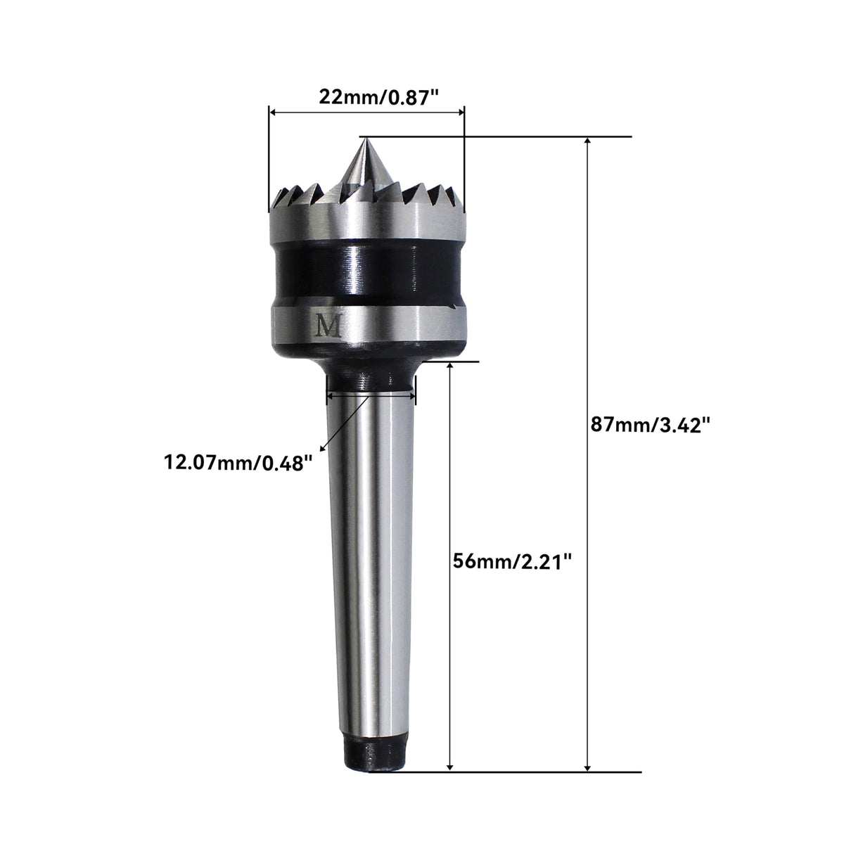HFS(R) Lathe Live Center Woodworking Lathe Drive Center MT1 with 5/8-Inch Crown