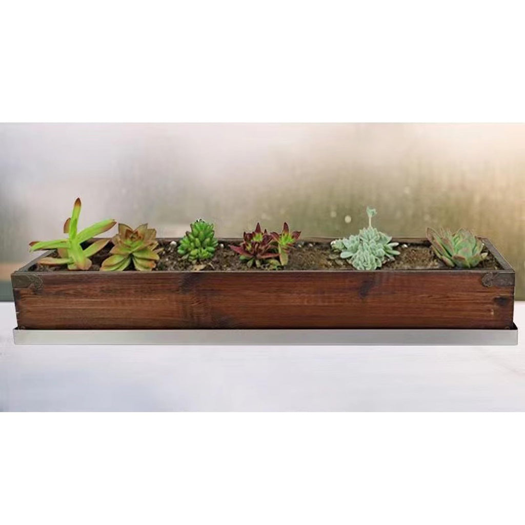 YUE JJXN Stainless Steel Tray, Plant Watering Tray, Four Sided Heightened Design, Suitable for AC Units and Flower Pot Plant Trays(101x12x2.5cm/40x5x1in)