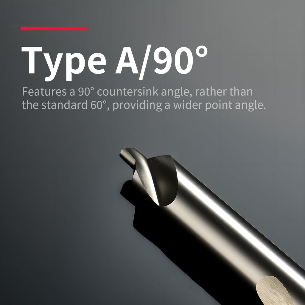 5-Piece Set Professional HSS A-Type Center Drill Bits 90 Degree DRINYOUNG (Type A, 5pcs（90°）：A1 A2 A3 A4 A5)