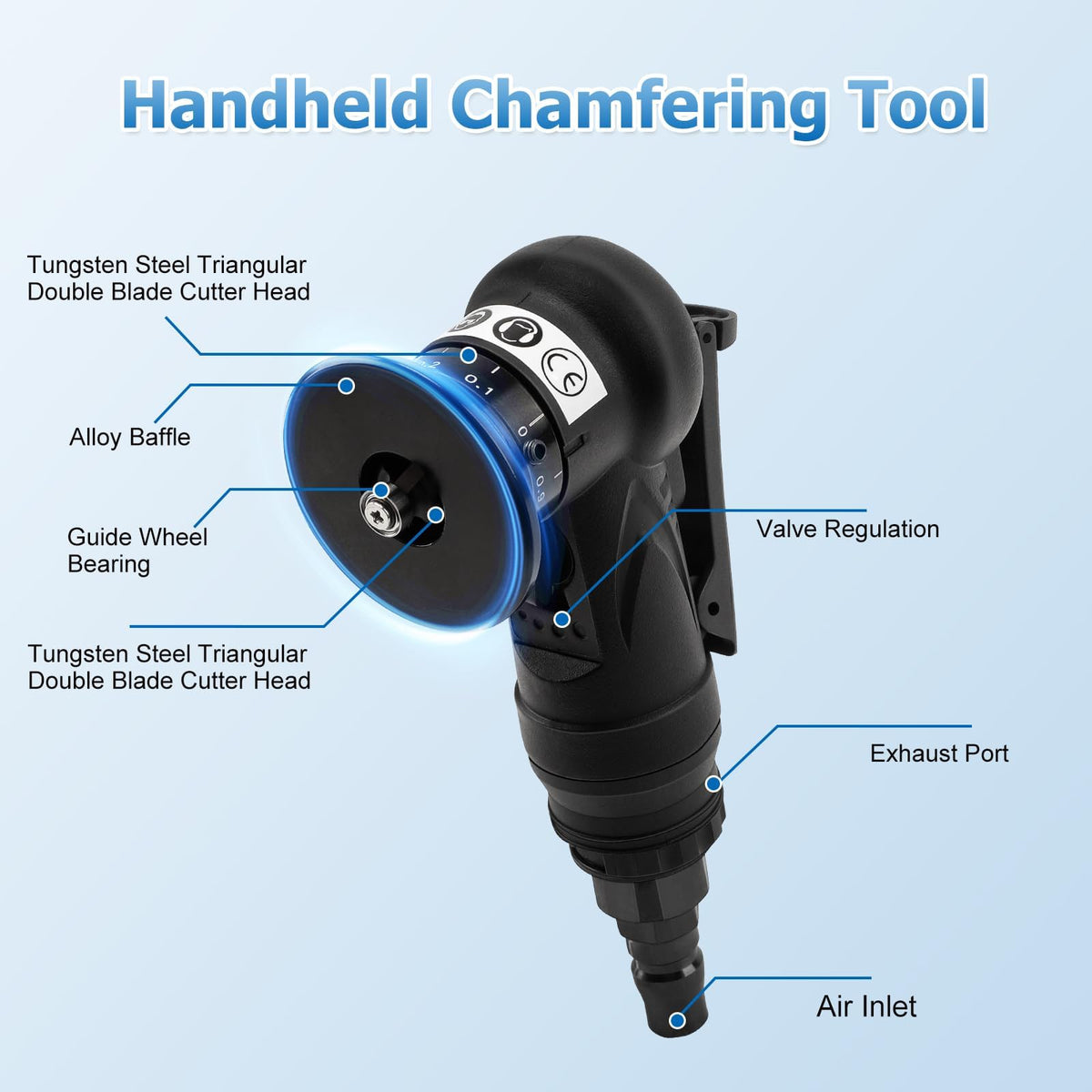 Mini Pneumatic Chamfering Tool Handheld,45°Arc Corner(C&R Angle Blades)