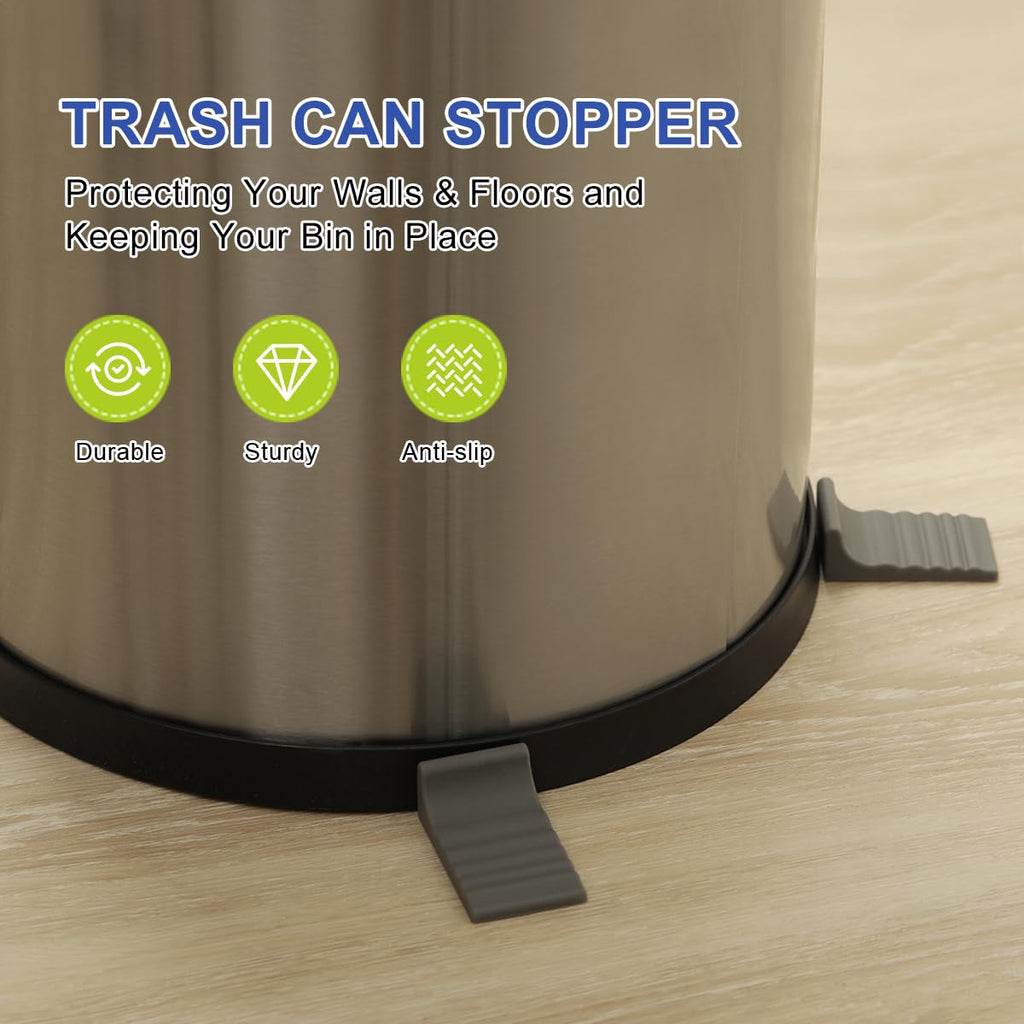 Trash Can Wall Protector and Stop Moving Backward, 8 Pcs Silicon Trash Can Bumper, Wall Spacer Garbage Bin for Round