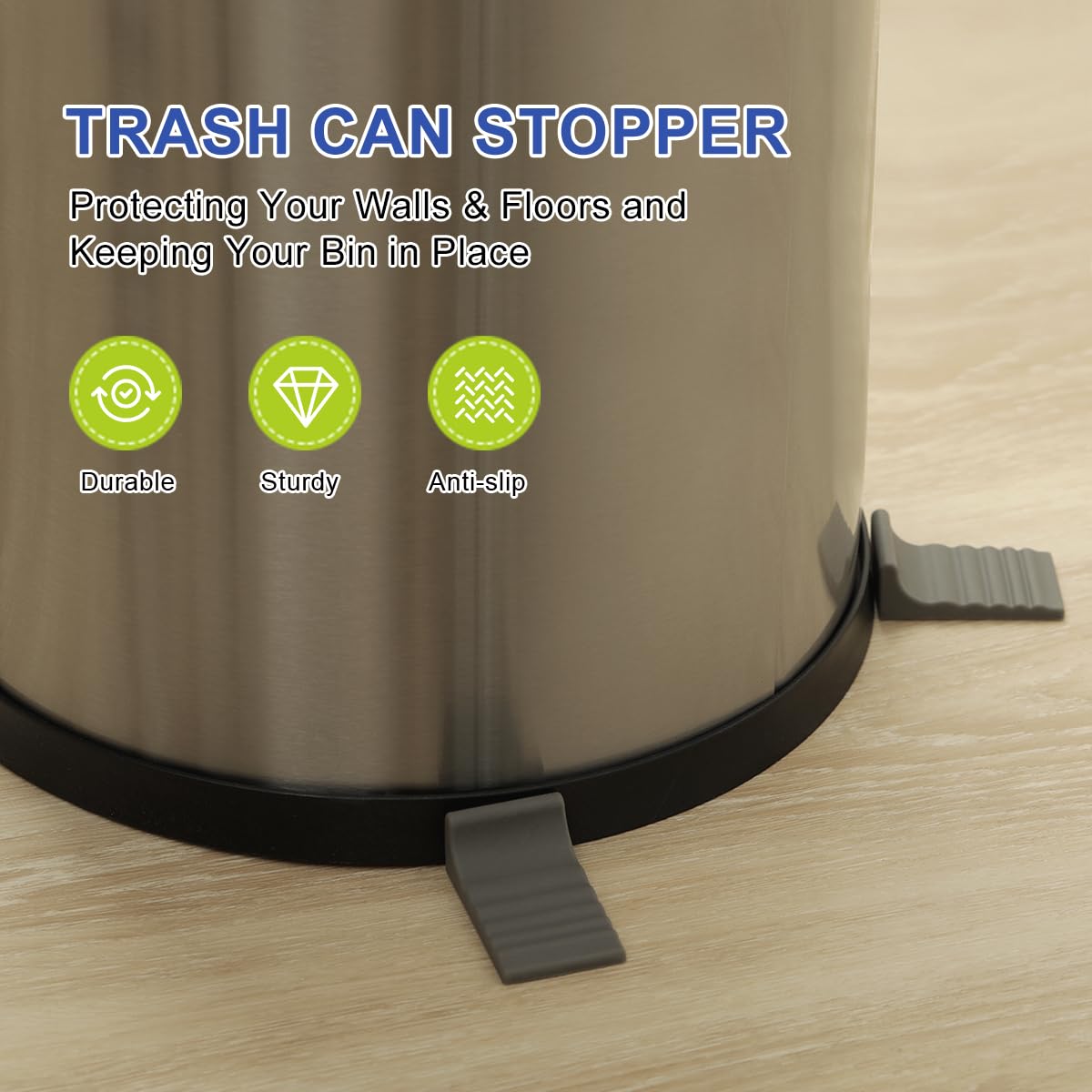 Trash Can Wall Protector and Stop Moving Backward, 8 Pcs Silicon Trash Can Bumper, Wall Spacer Garbage Bin for Round