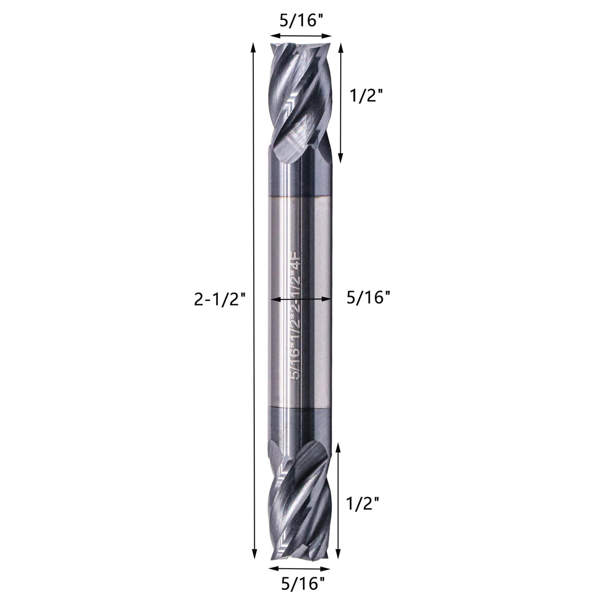 5Pcs 5/16" 4 Flute Solid Carbide Square End Mill, Double End, AlTiN Coated