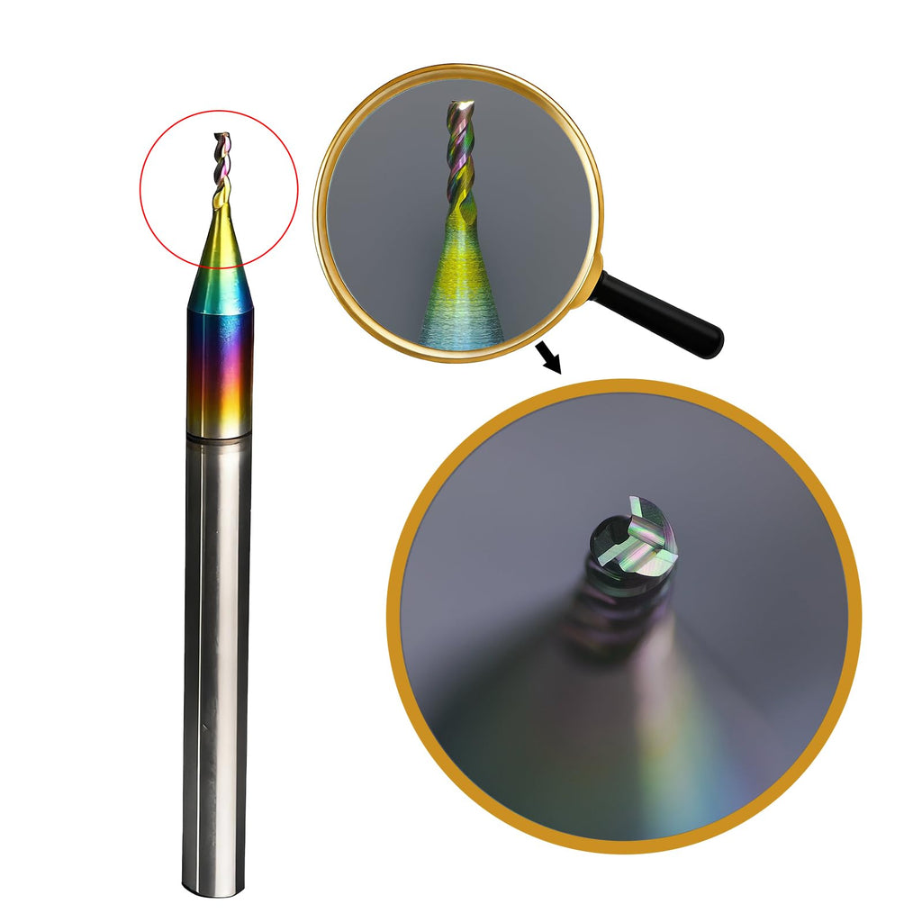 WEXWE Tools DLC Series Carbide Square End Mill, Diamond-Like Coating, End Mill for Aluminum, Copper, Magnesium Alloys, High Silicon Aluminum, Composite Materials,3 Flute,1/8 Shank(.0313(1/32)", 5pcs)