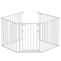 120" Wide 5-Panel Heavy-Duty Metal Fireplace Hearth & Christmas Tree Safety Fence Gate with Configurable Panels for Indoor Hearth, Stove & Holiday Tree Protection