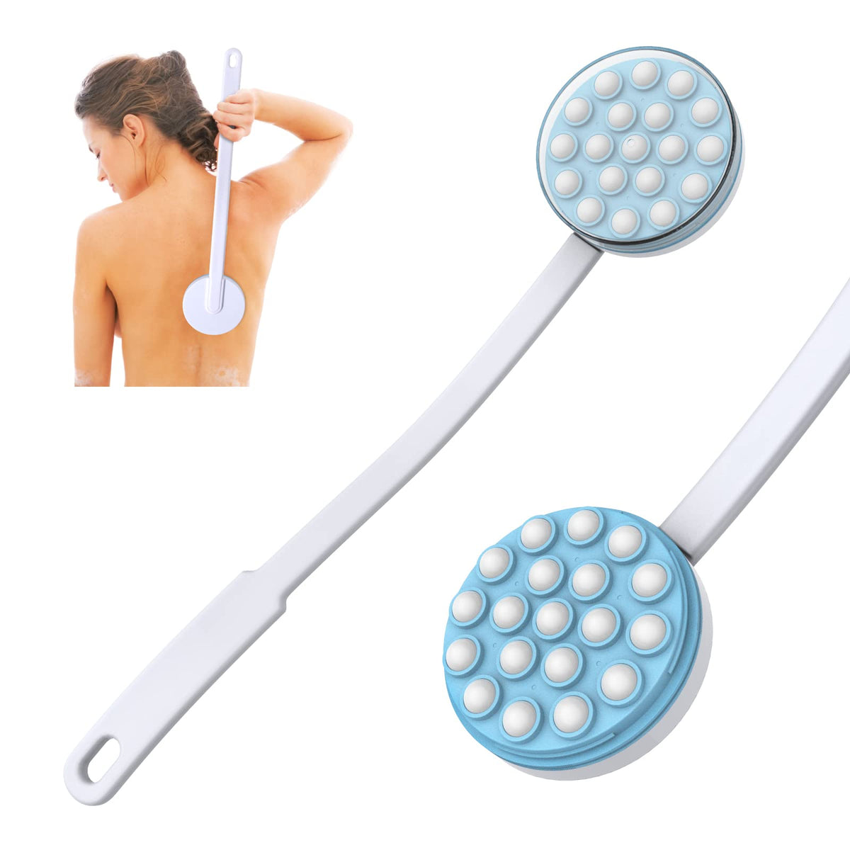 Back Lotion Sunscreen Applicator, Massager by Body Long Self-Handhled Easy Reach for Cream, Shower Gel on Back, Legs
