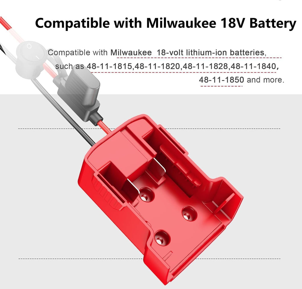 Power Wheel Azocek Adapter Compatible with Milwaukee 18V Battery