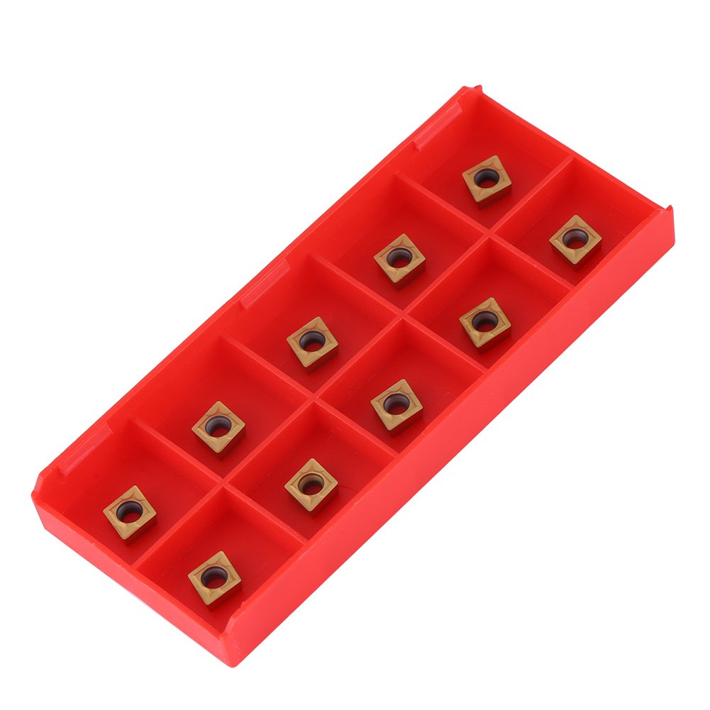 Carbide Tips Inserts,Akozon 10 pcs CNC Carbide Tips Inserts CCMT060204-HM YBC251 Carbide Insert Cutter Cutter Indexable Lathe Milling Inserts Turning Tools with Box