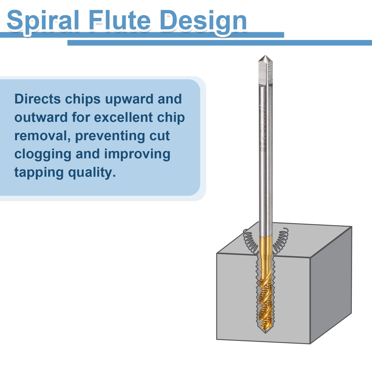 uxcell 2pcs Spiral Flute Thread Taps 2-56 UNC 2B Machine Threading Tap Bit, Titanium Coated Screw Tapping Repair Tool, M2 High-Speed Steel (HSS)