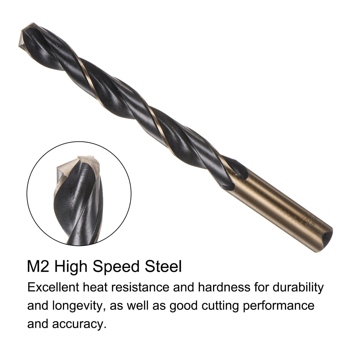 uxcell 2pcs Jobber Drill Bits 13.5mm (0.531") Black Nitride & Gold Titanium Coated M2 High Speed Steel (HSS) Twist Drill Bits for Stainless Steel Aluminum Alloy Metal