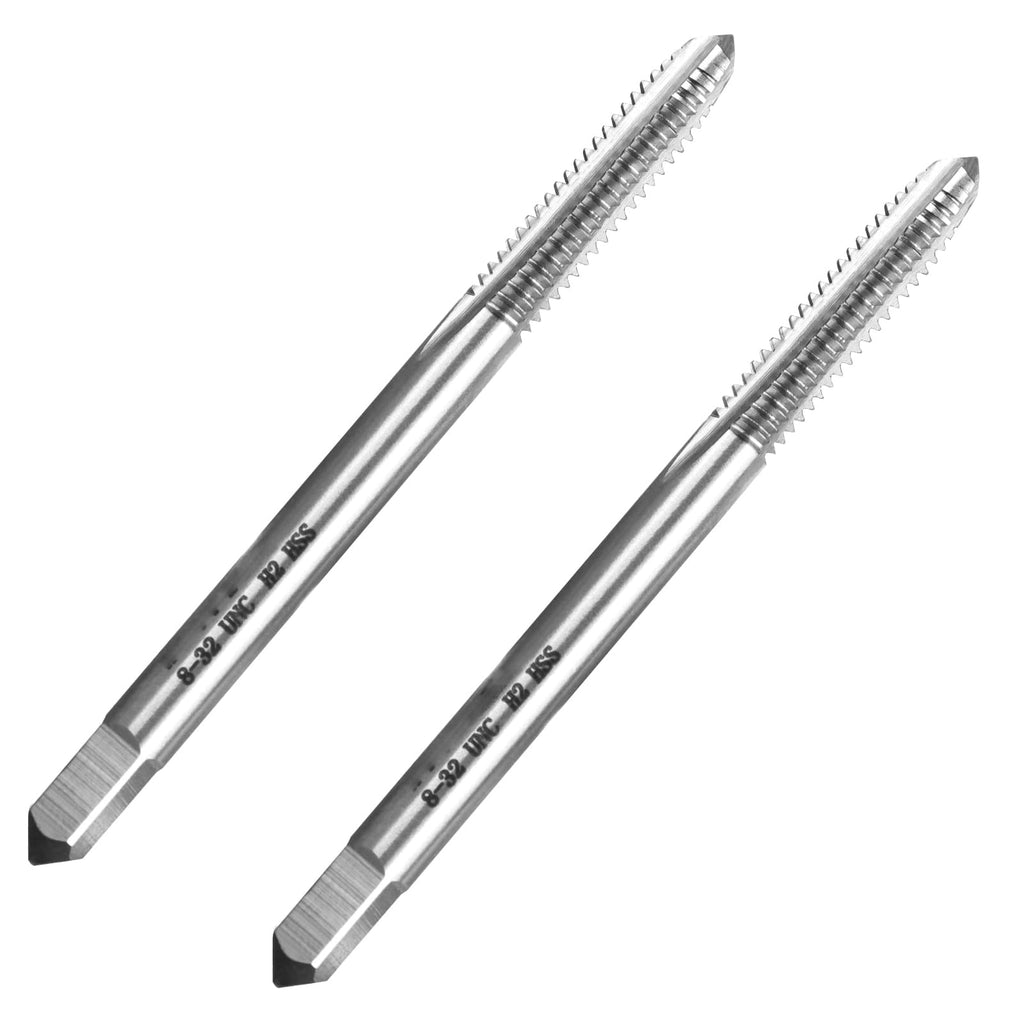 LWCUSNJ 2pcs No 8-32 UNC Thread Tap Right Hand, M2 HSS 8 x 32 UNC Straight Fluted Machine Tap