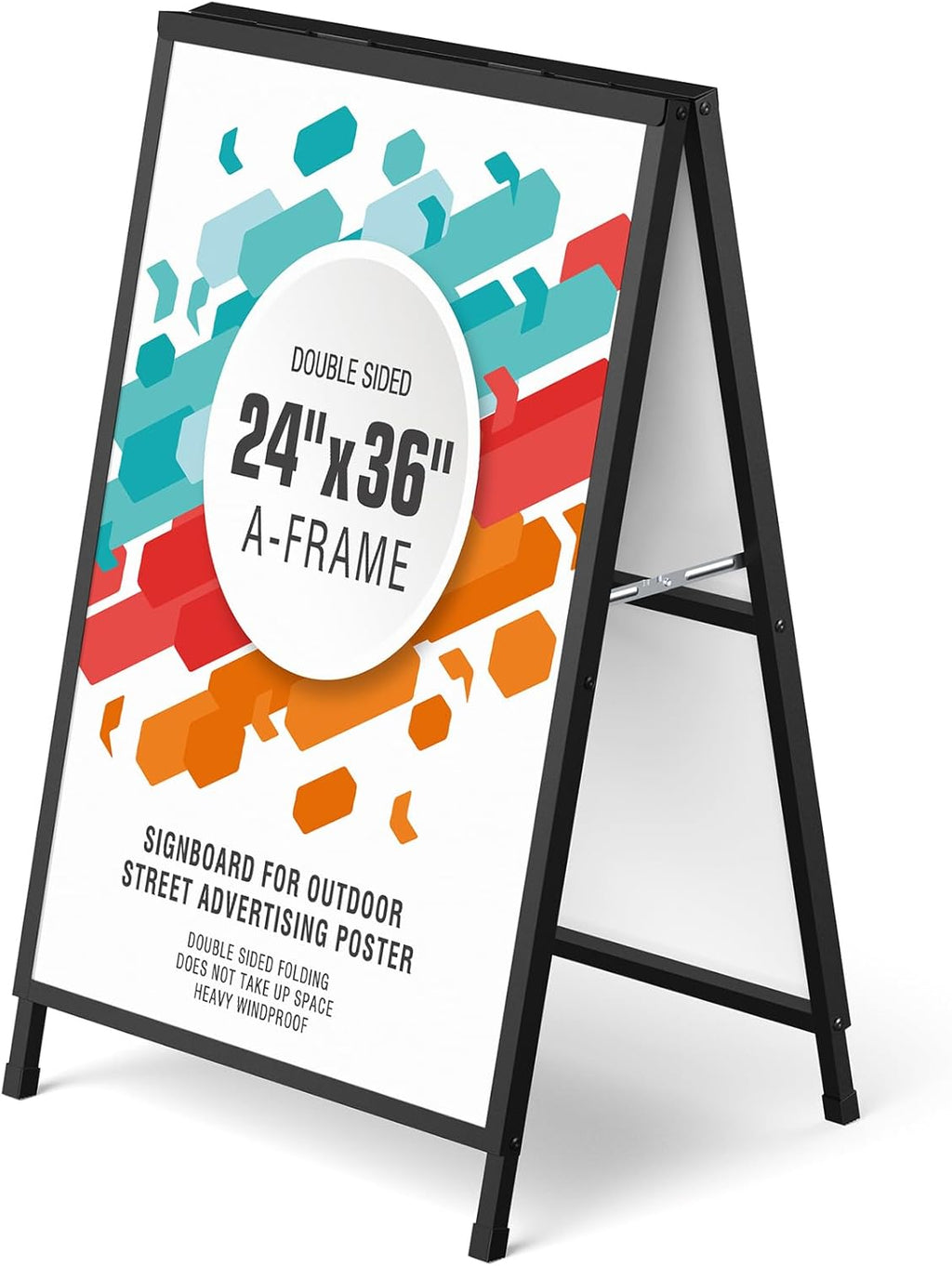A Frame Sign 24x36 Inch Sandwich Board, Heavy Duty Double-Sided Folding Sidewalk Signboard, Slide-in Steel Metal