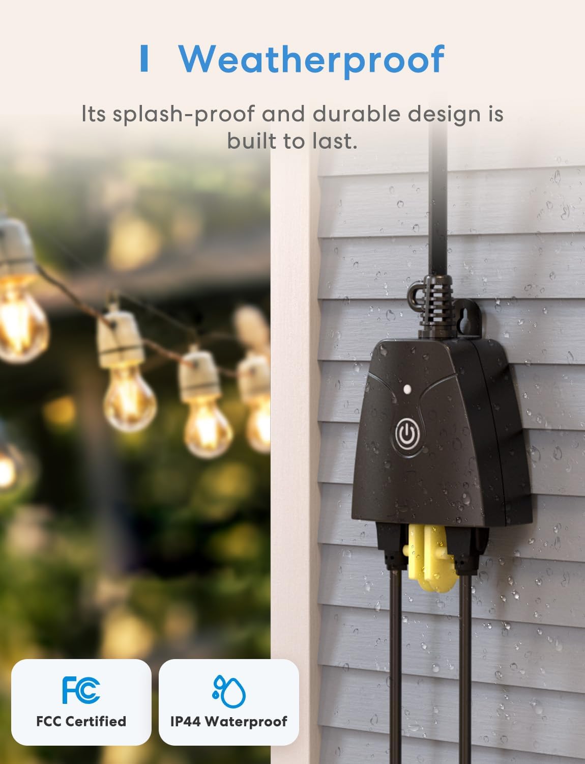 Outdoor Smart Plug Compatible with HomeKit, Alexa and SmartThings | Work with Google and Siri, Waterproof Outdoor
