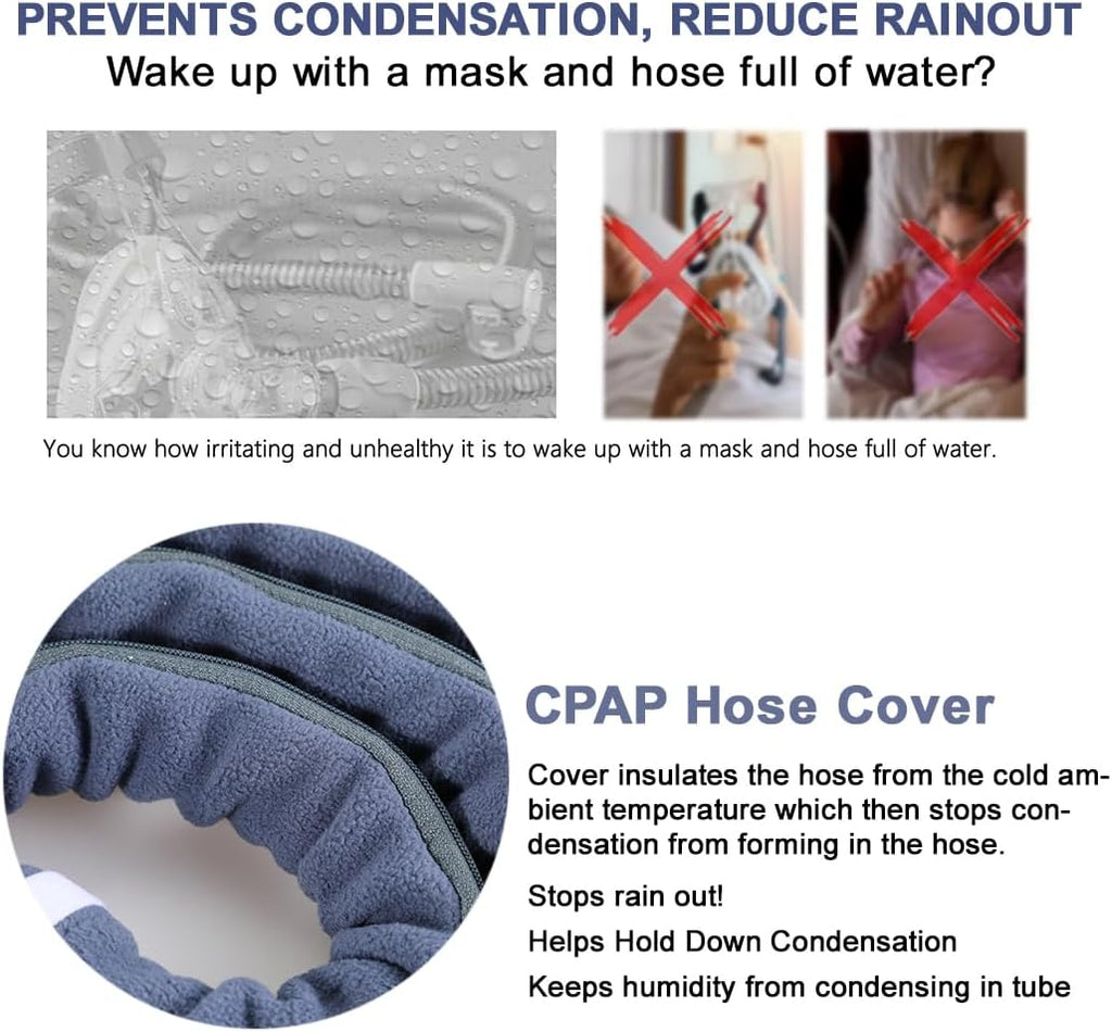 CPAP Hose Cover 6.3ft Full Length Zipper Compatible with ResMed CPAP Tube Cover Sleeve Wrap Reduces Condensation Noise Cat Proof
