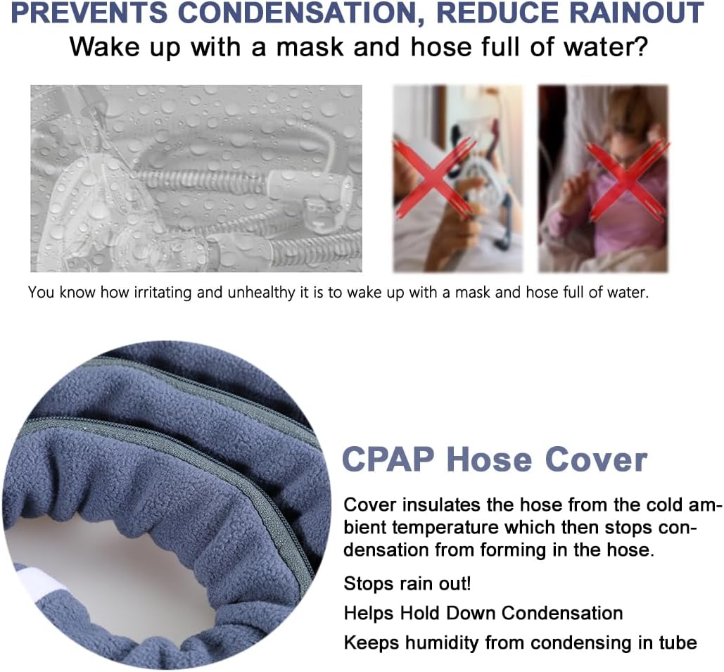CPAP Hose Cover 6.3ft Full Length Zipper Compatible with ResMed CPAP Tube Cover Sleeve Wrap Reduces Condensation Noise Cat Proof