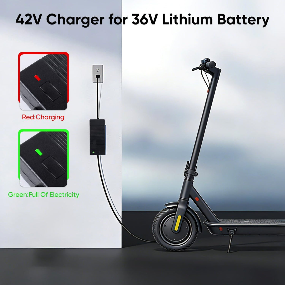 42V 2A Replacement Electric Scooter Charger for 36V Scooter & Hoverboard