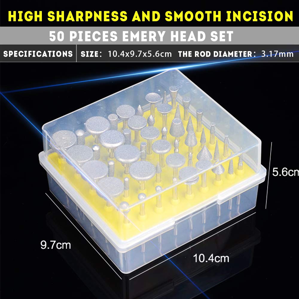 Oudtinx 50pcs Diamond Coated Grinding Head Grinding Burrs Set