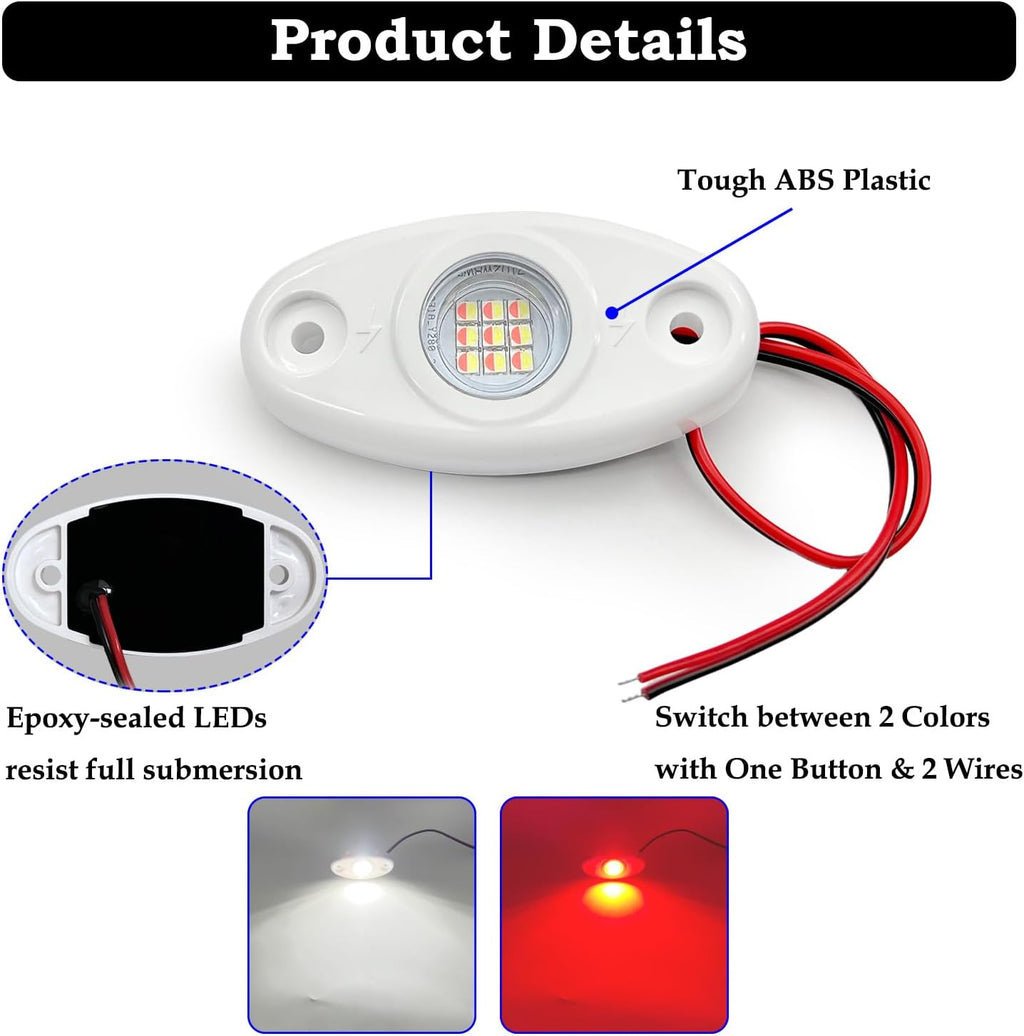 Boat Courtesy Lights, Dual Color White/Red Marine LED Lights